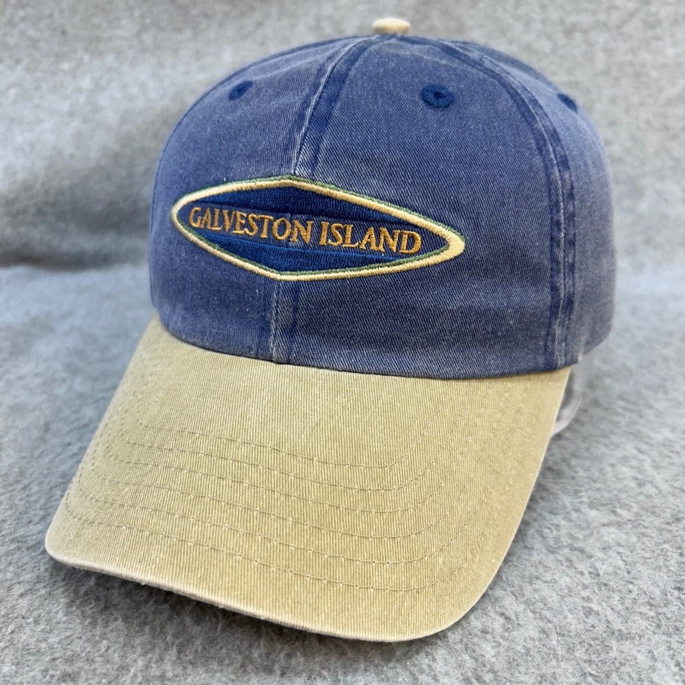 Galveston Island Unisex Blue Tan Royal Hat Embroidered Souvenir Cap OSFM